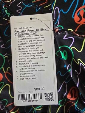 Lululemon Seawheeze Fast and Free HR Short size 8